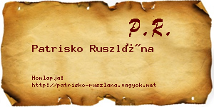 Patrisko Ruszlána névjegykártya